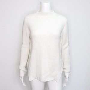 Zara Knit Funnel Neck Ribbed Sweater Angled Hem Small